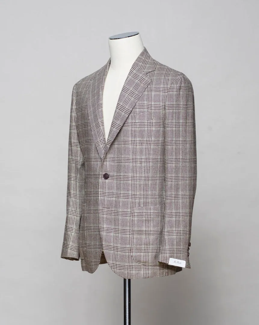 De Petrillo Silk Glencheck Jacket / Brown