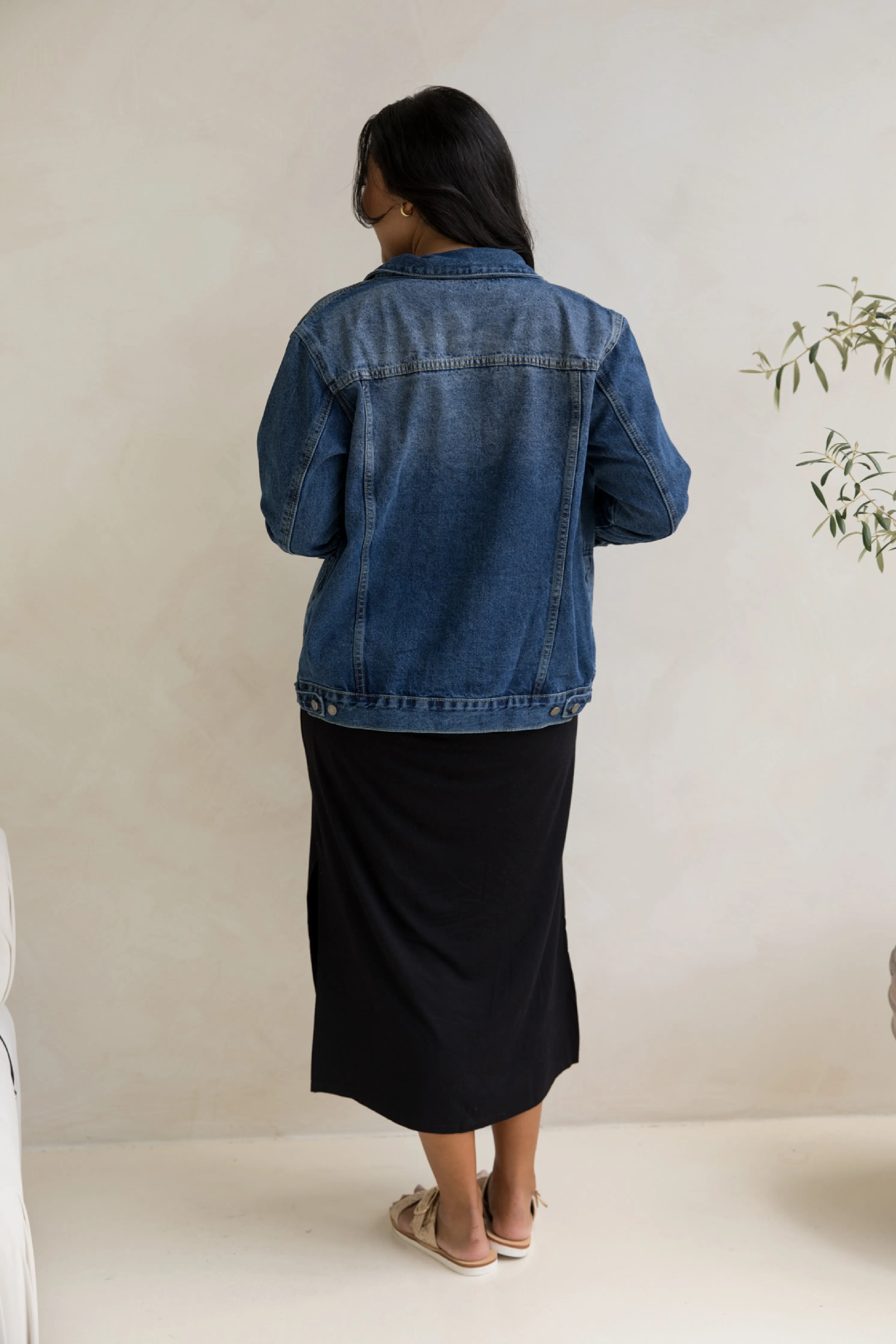 Denim Basic Jacket in Dark Wash Denim