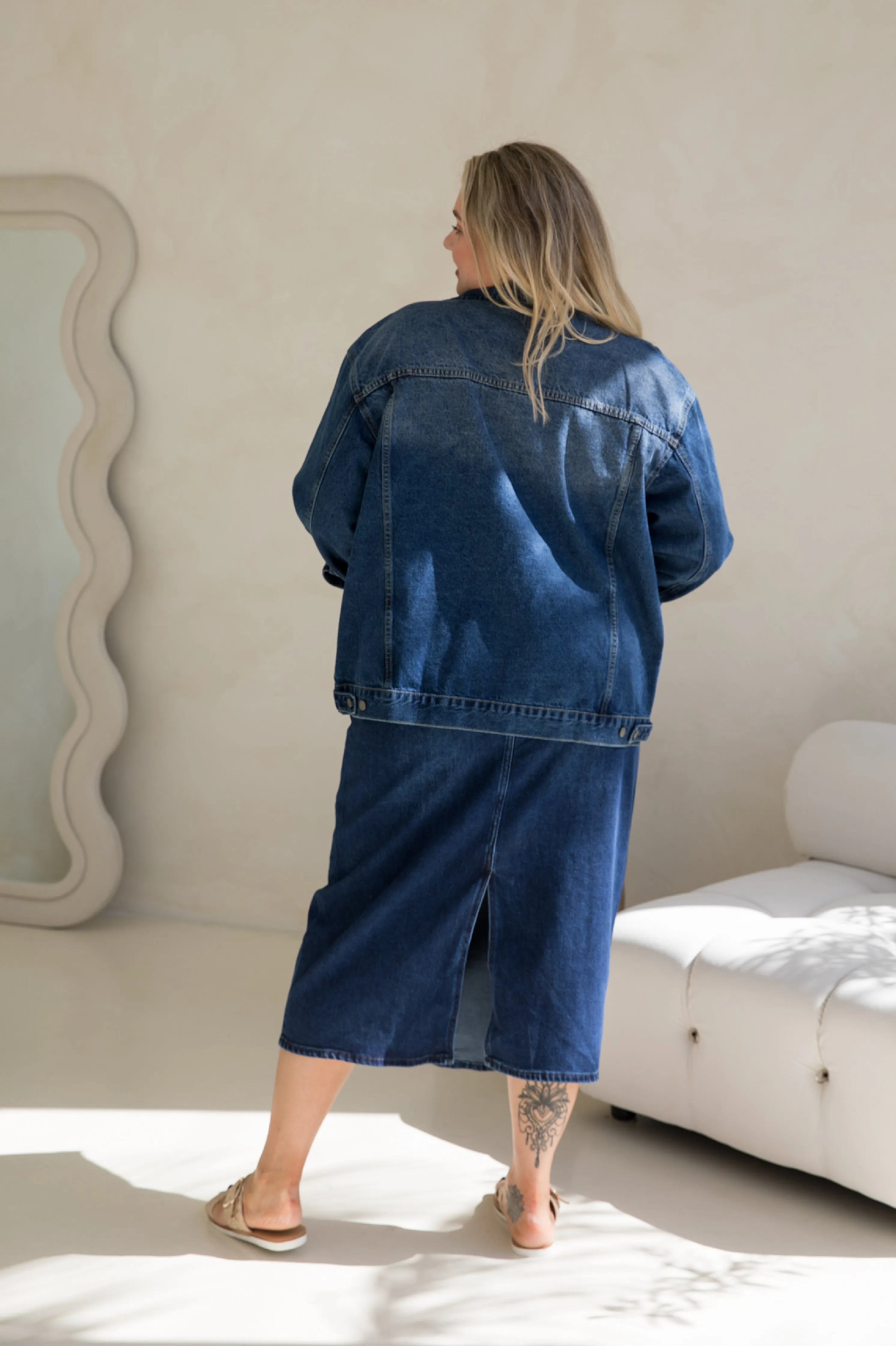 Denim Basic Jacket in Dark Wash Denim