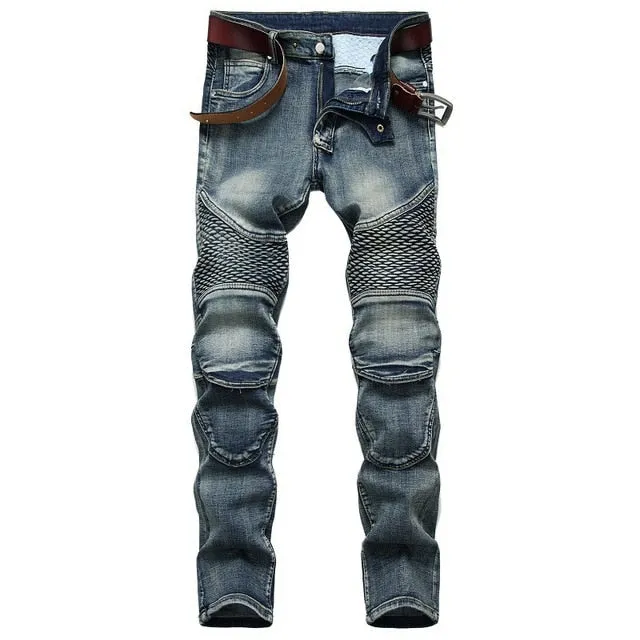 Denim Designer MOTO BIKE Straight Jeans For Men'S Size 28-38 40 42 2020 Autumn Spring HIP HOP Punk Rock Streetwear Trouers