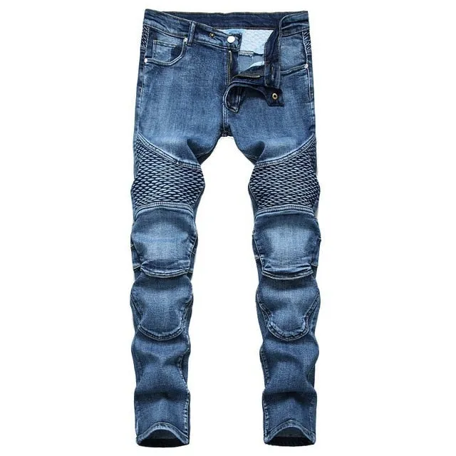 Denim Designer MOTO BIKE Straight Jeans For Men'S Size 28-38 40 42 2020 Autumn Spring HIP HOP Punk Rock Streetwear Trouers