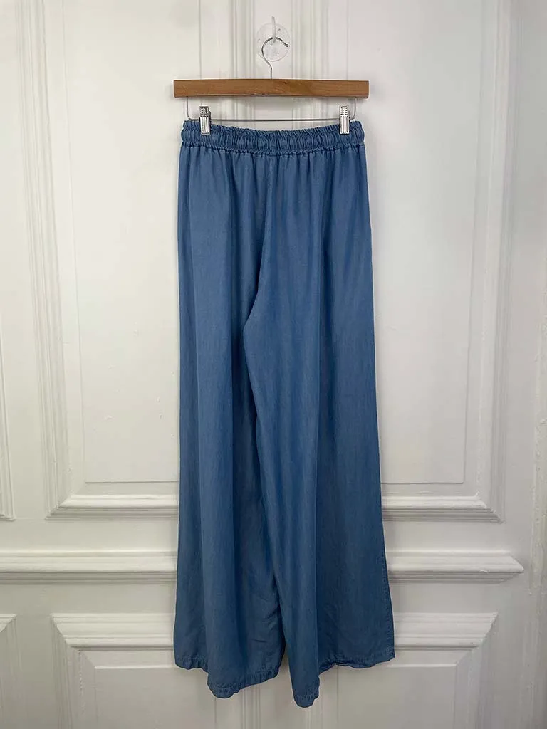 Denim Style Wide Leg Trouser