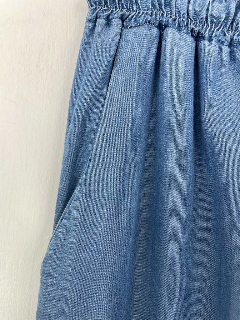 Denim Style Wide Leg Trouser