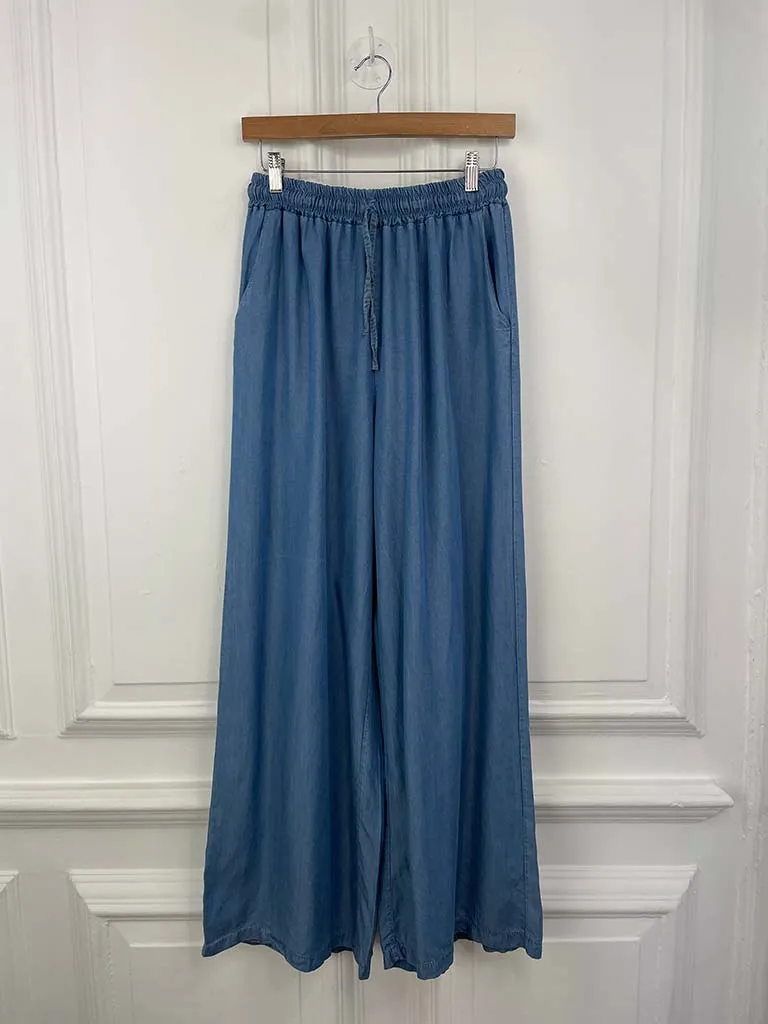 Denim Style Wide Leg Trouser