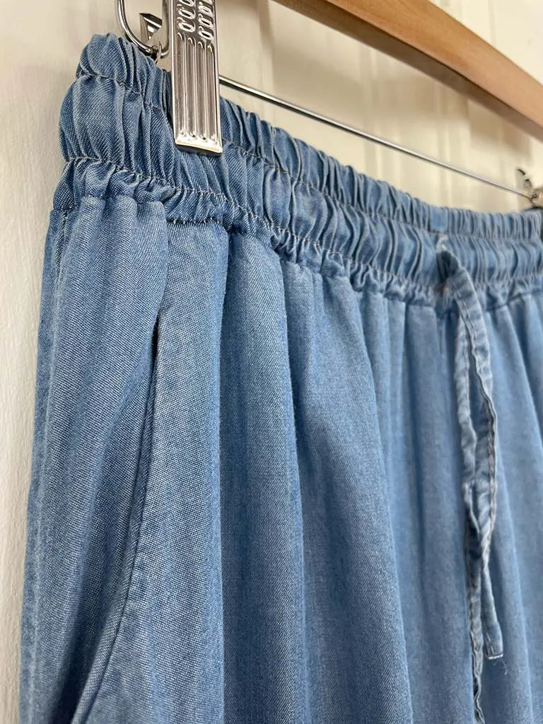 Denim Style Wide Leg Trouser