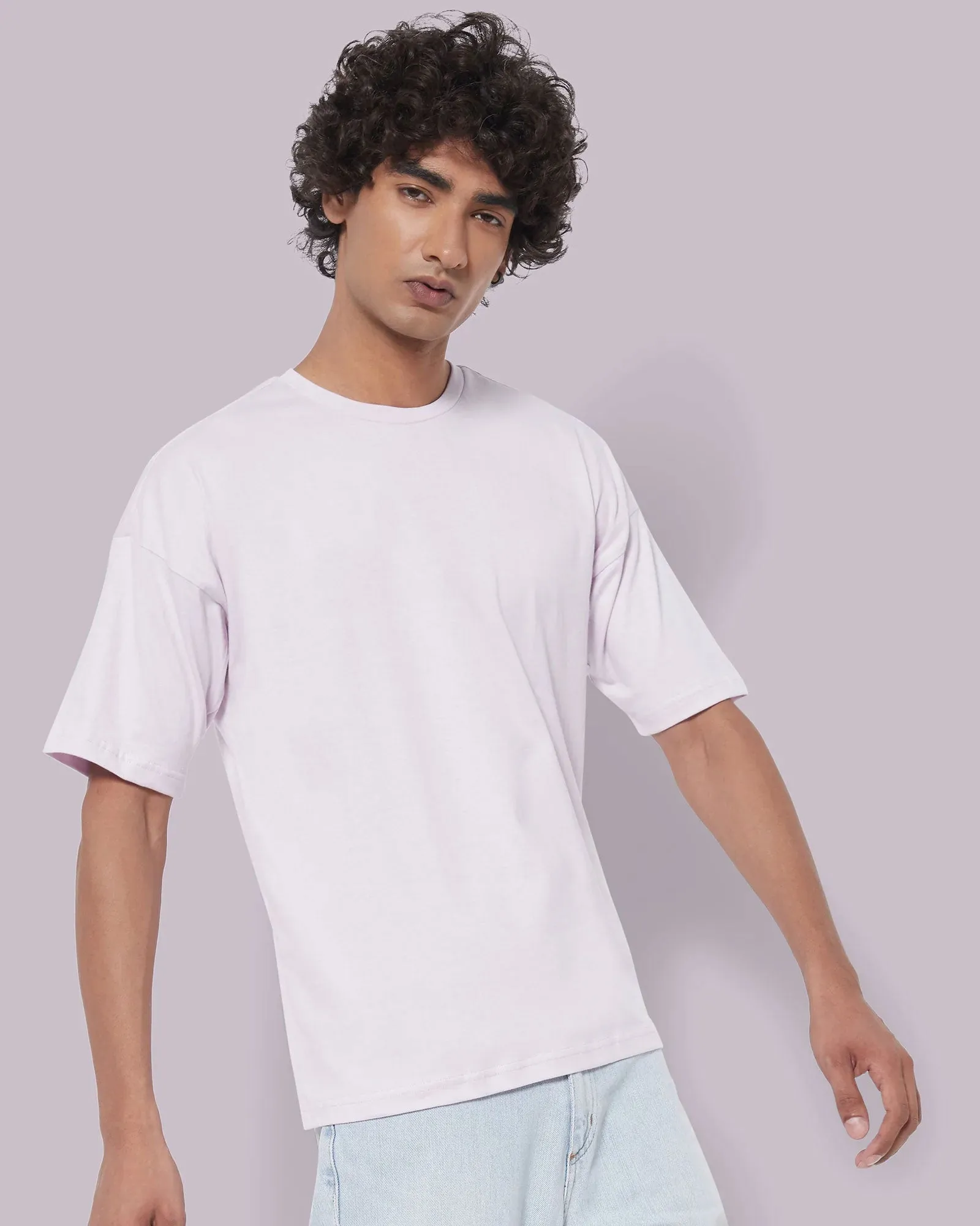 Drop Shoulder Crew Neck: Lilac