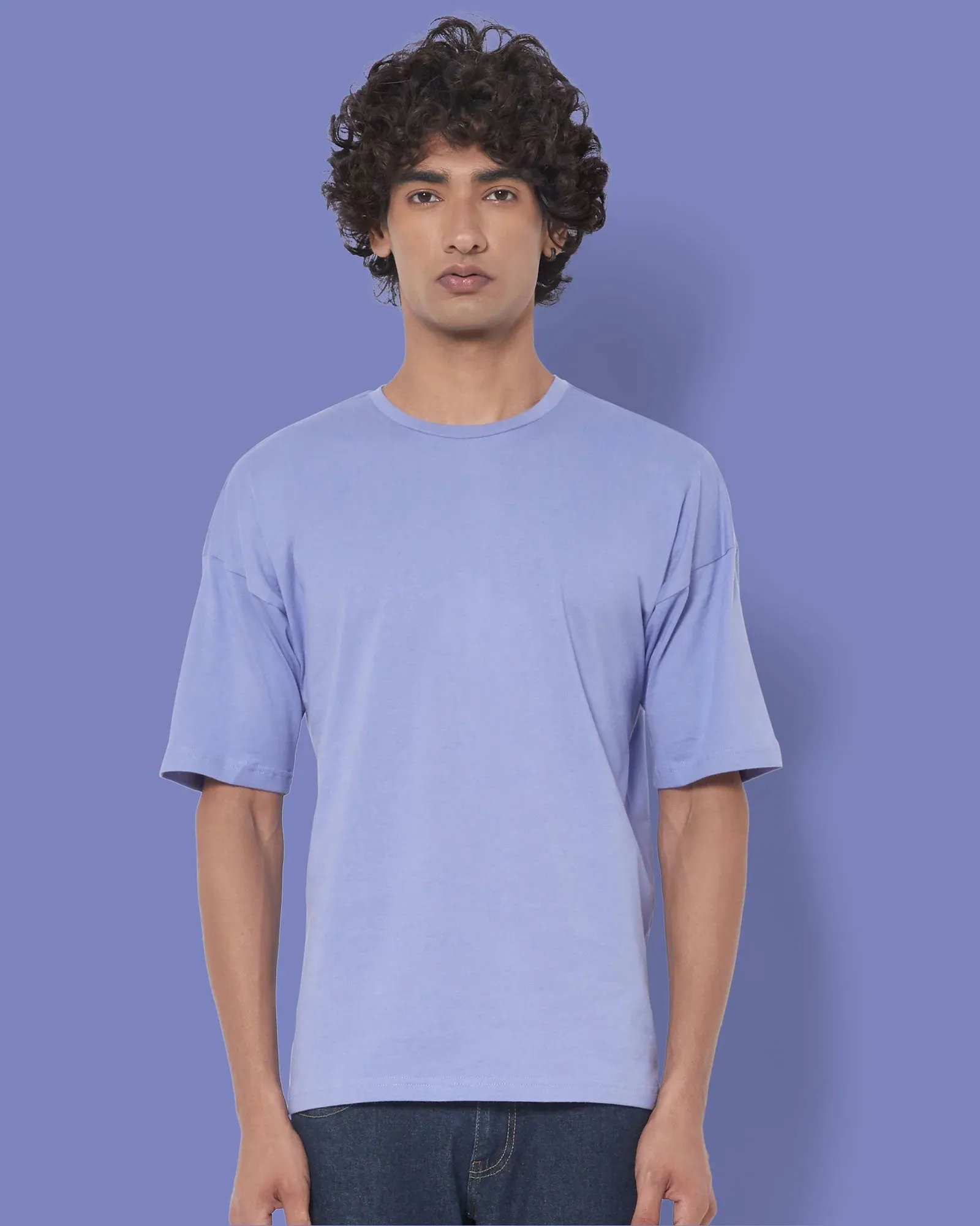 Drop Shoulder Crew Neck: Periwinkle