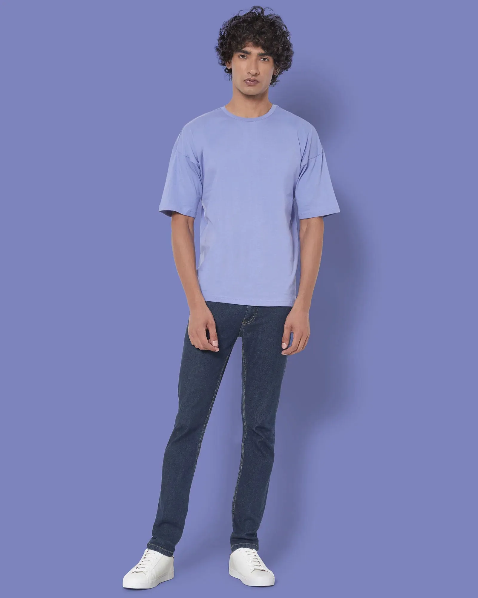 Drop Shoulder Crew Neck: Periwinkle