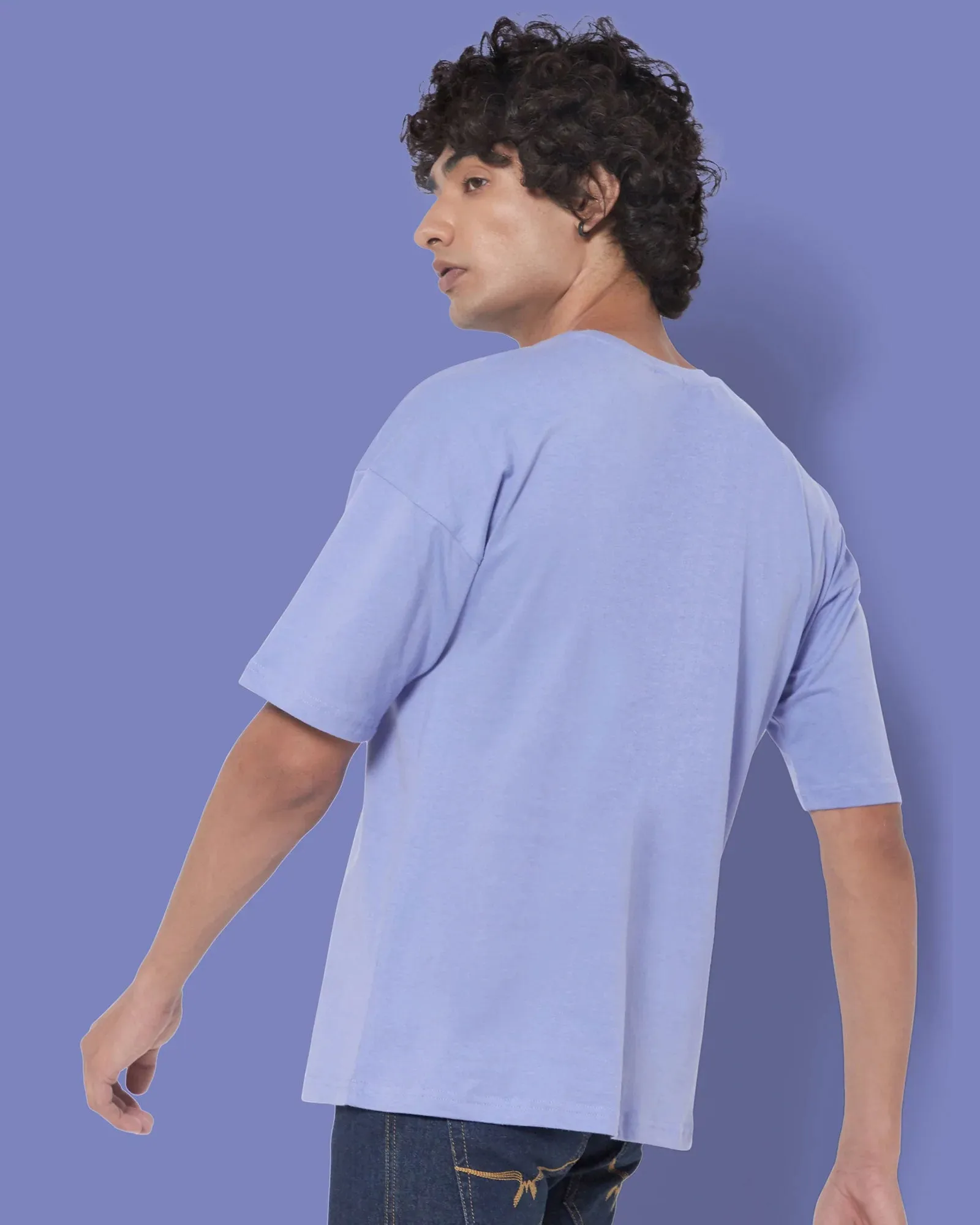 Drop Shoulder Crew Neck: Periwinkle