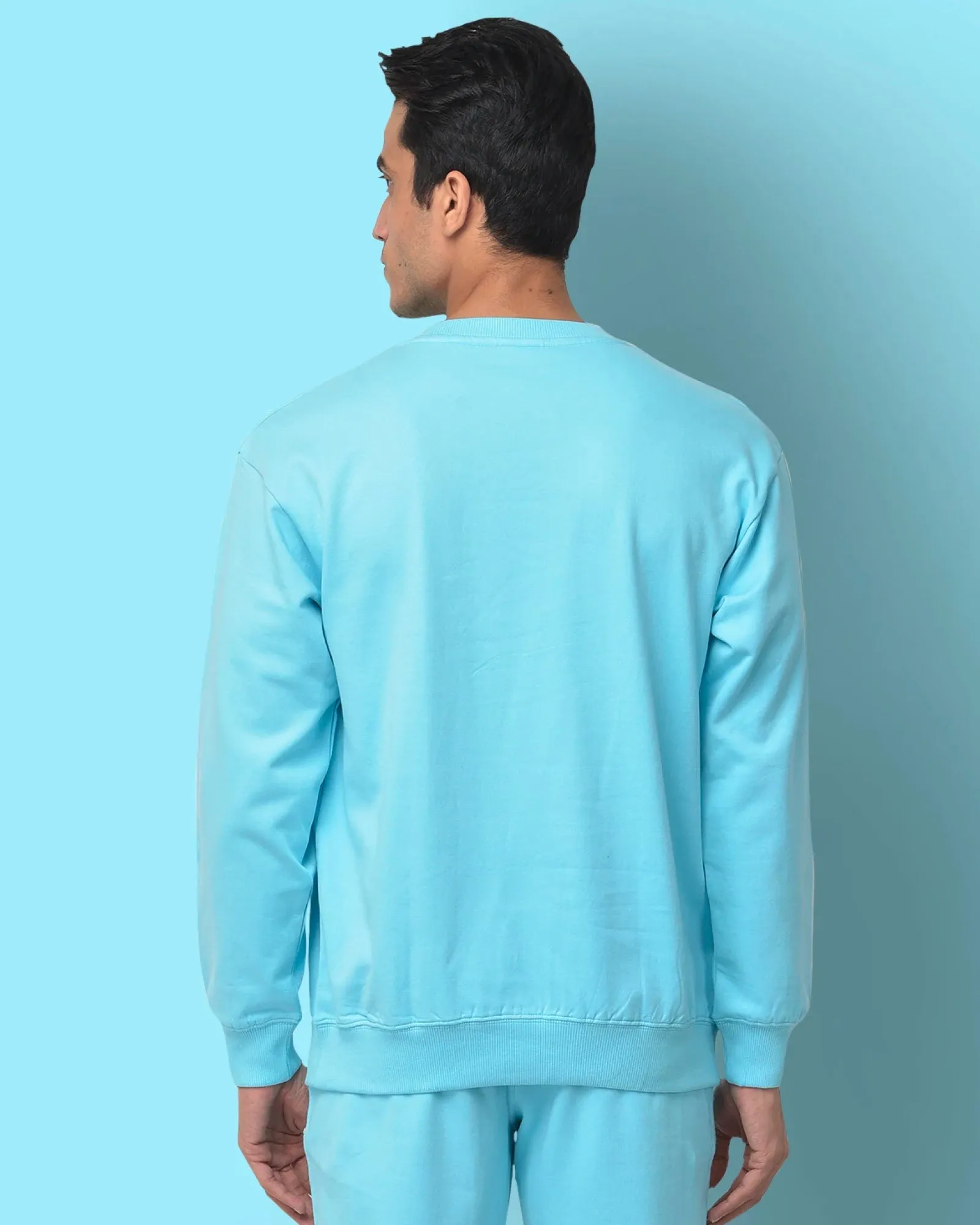 Drop Shoulder Sweatshirt: Aqua Blue