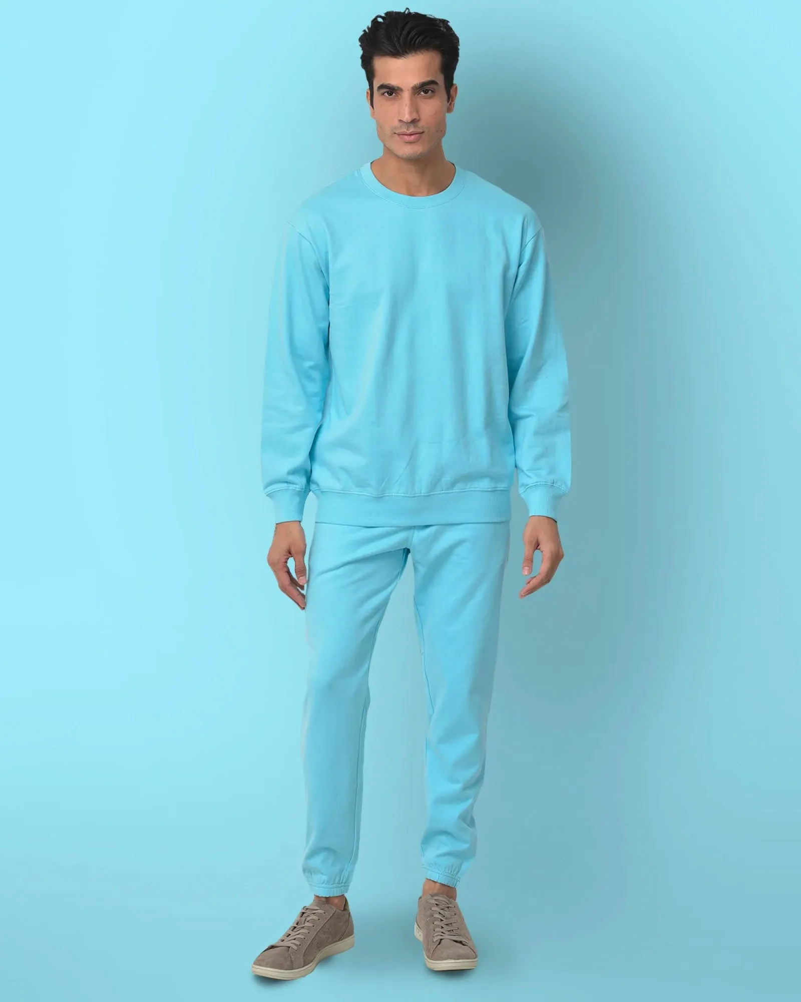 Drop Shoulder Sweatshirt: Aqua Blue