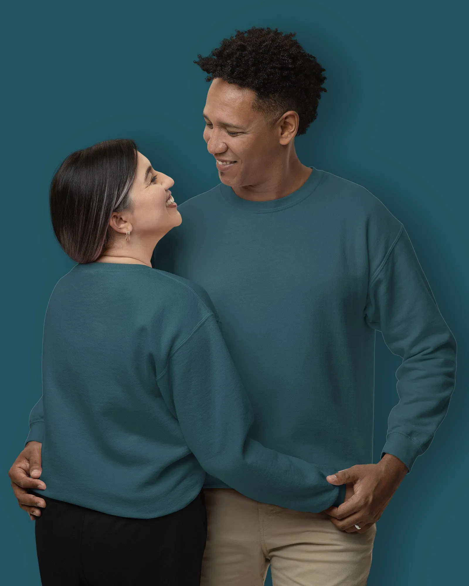 Drop Shoulder Sweatshirt: Deep Teal Blue