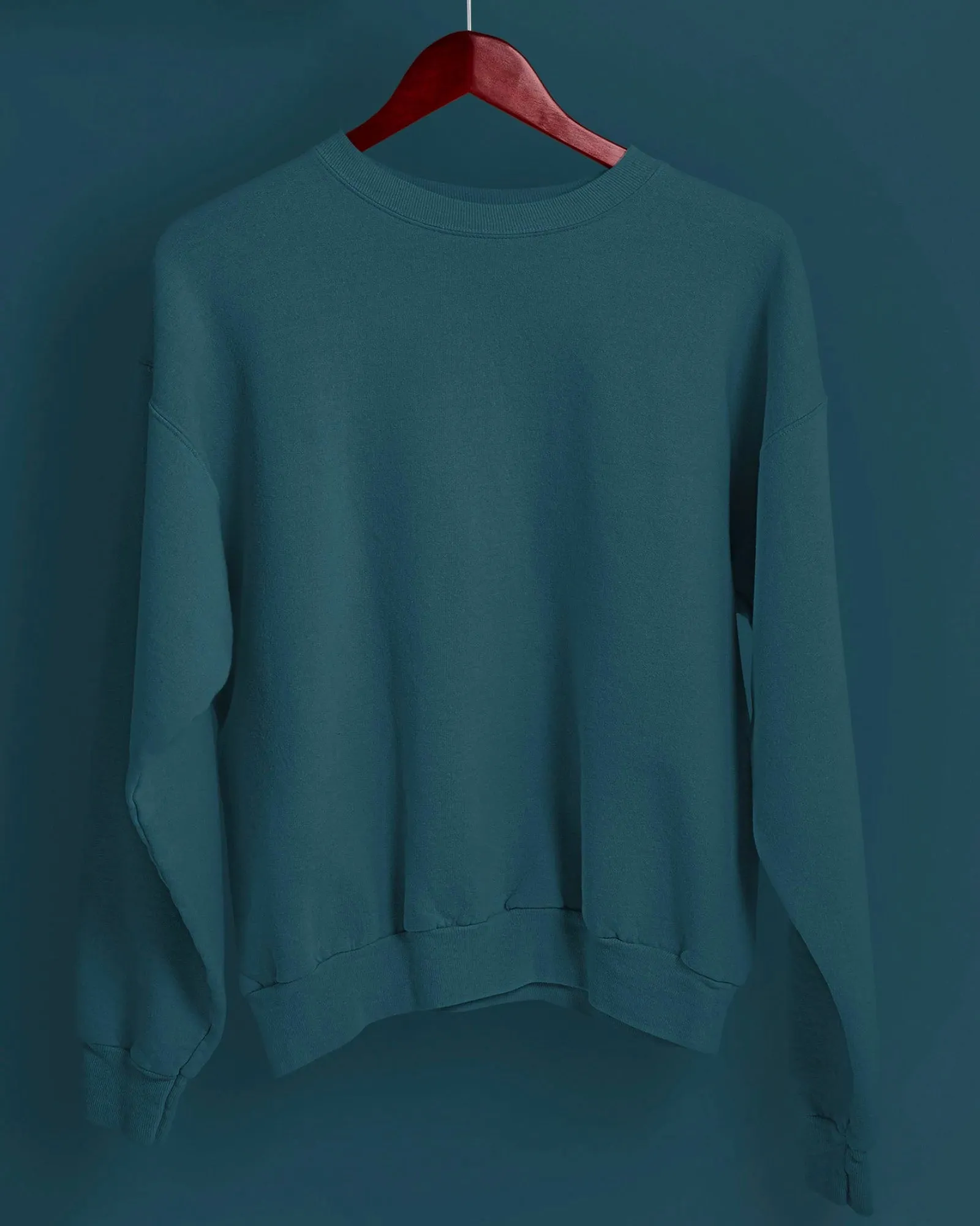 Drop Shoulder Sweatshirt: Deep Teal Blue