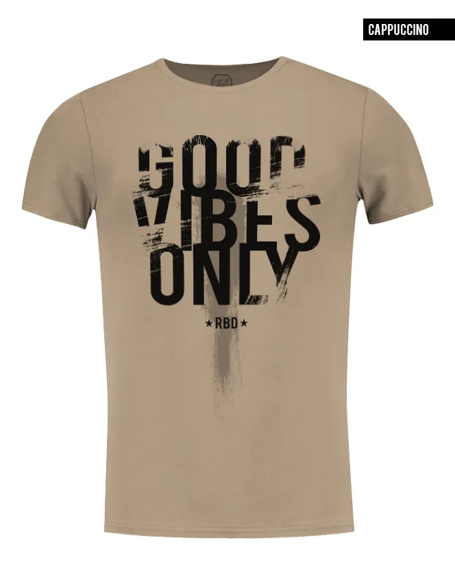 Good Vibes Only Men's T-shirt Casual Fashion Khaki Gray Beige Top/ Color Option / MD801