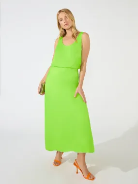 Green Satin Bias Midi Skirt