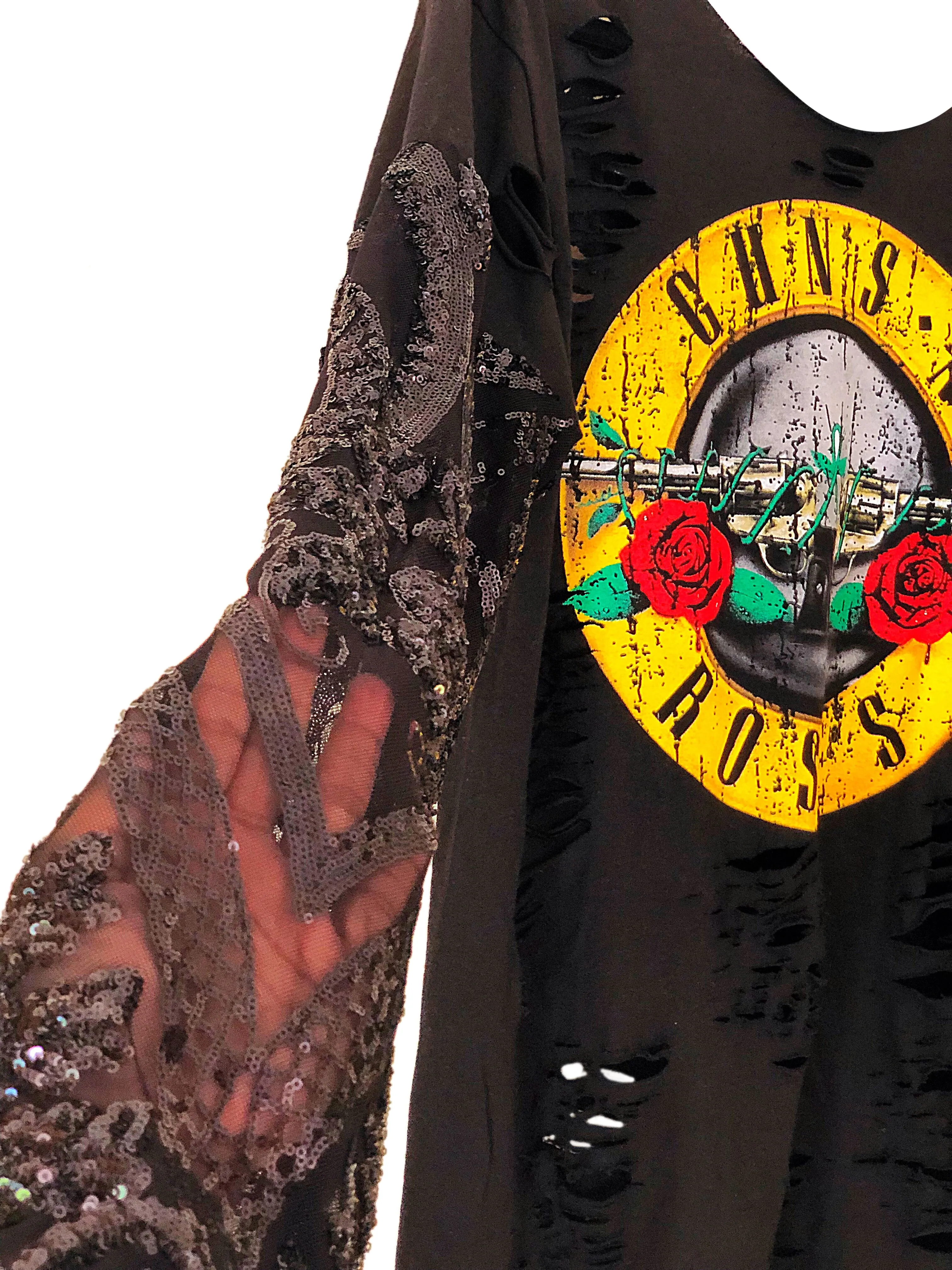 GUNS N ROSES Lace Sequin T Shirt