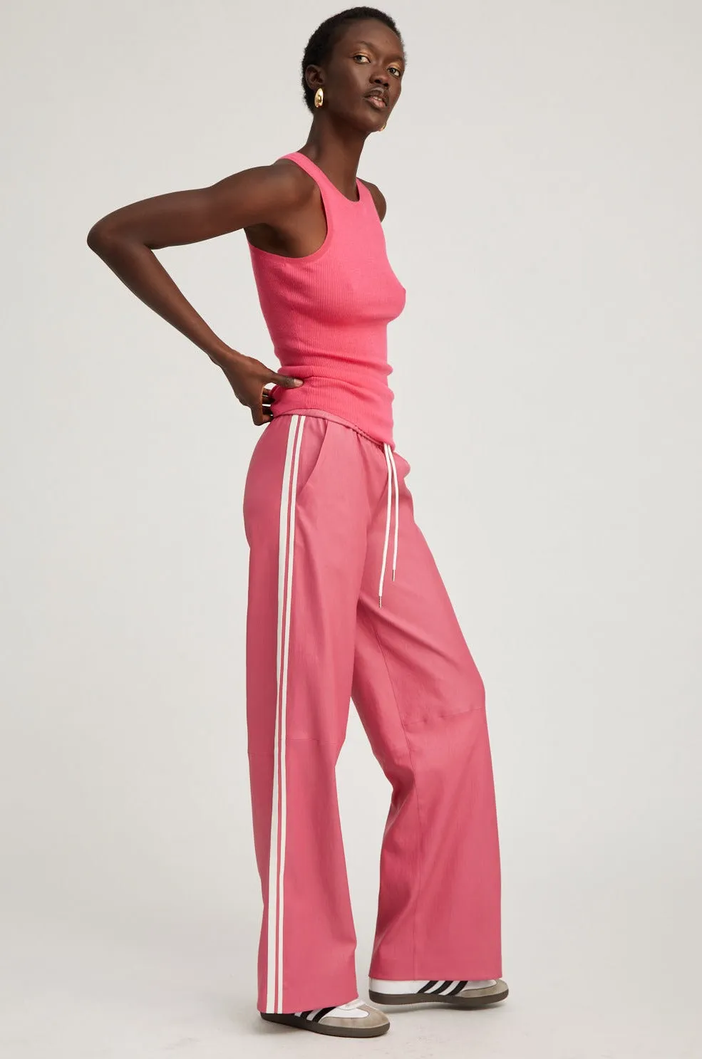 Hot Pink Leather Athletic Sweatpants