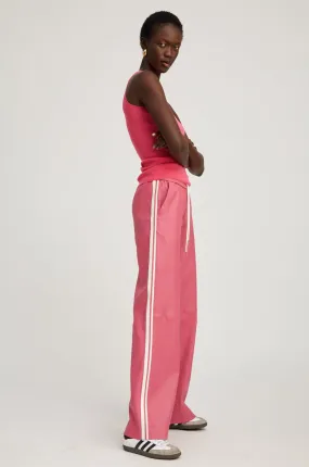 Hot Pink Leather Athletic Sweatpants