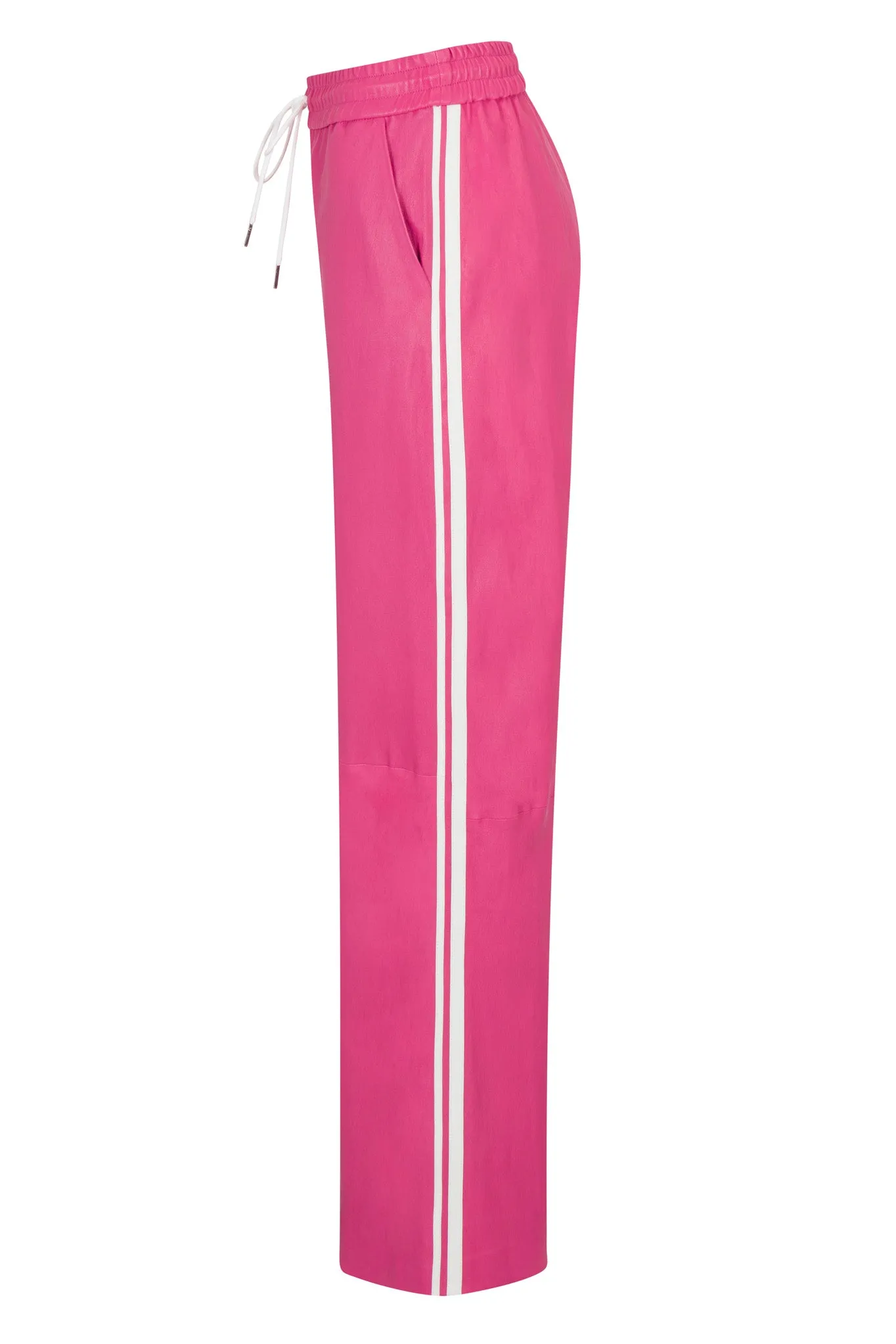 Hot Pink Leather Athletic Sweatpants