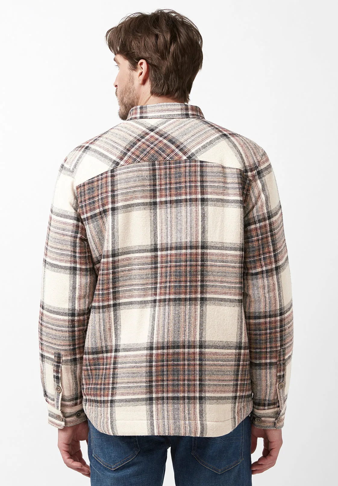 Jorum Men’s Shacket in Light Brown Plaid - BM24040