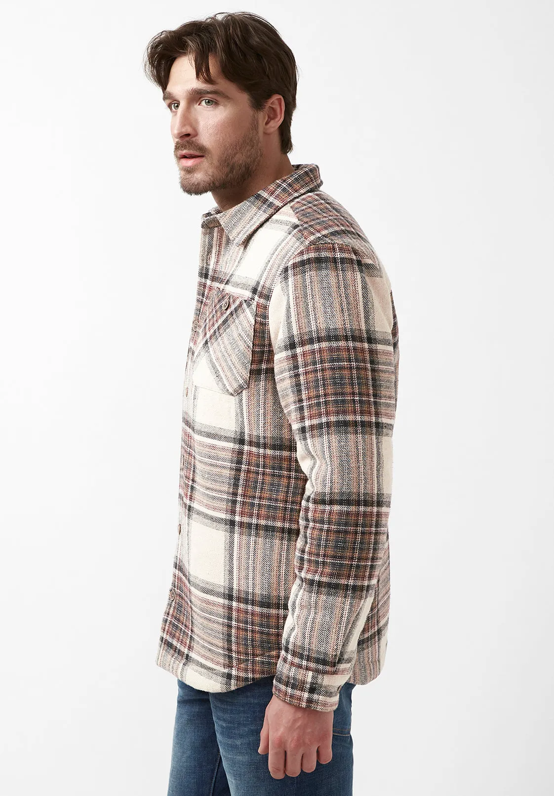 Jorum Men’s Shacket in Light Brown Plaid - BM24040