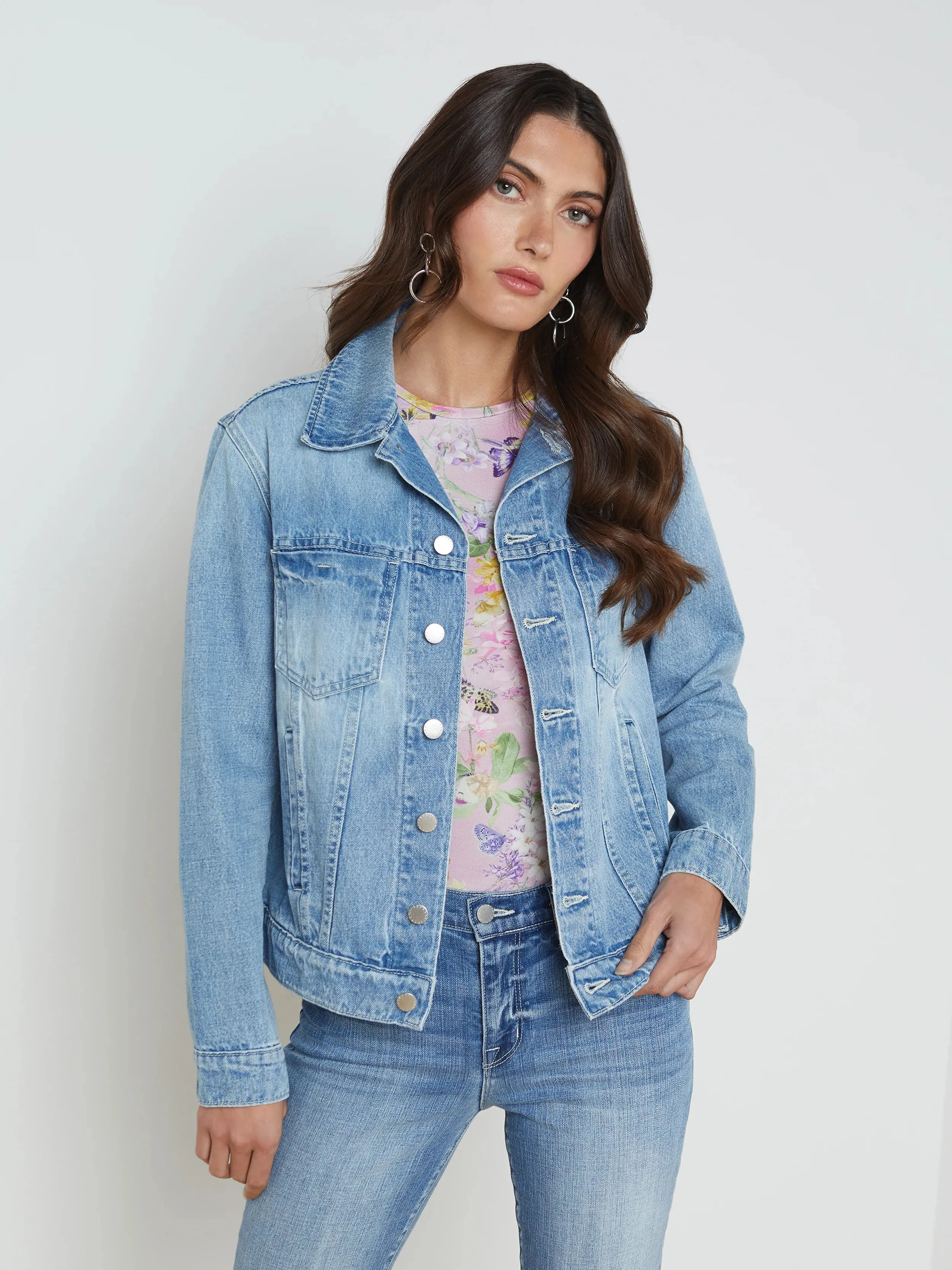 L'agence Mack Oversized Denim Jacket in Palisade