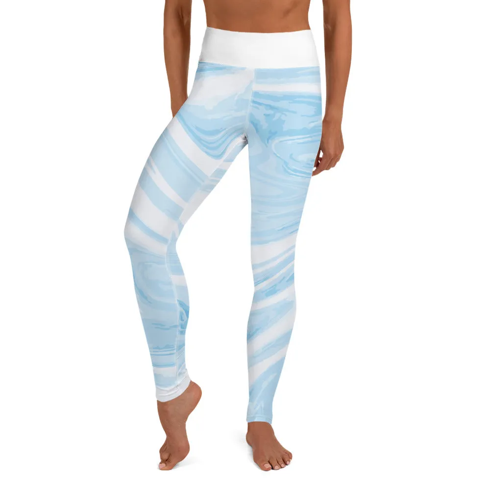 Larsa Marble Blue High-Waisted Leggings