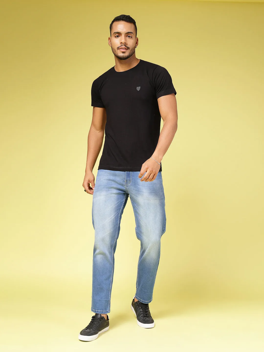 Lightly Faded Tapered Jeans