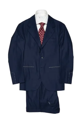 Premium Navy Wool-Cashmere Flannel Suit by Liverano