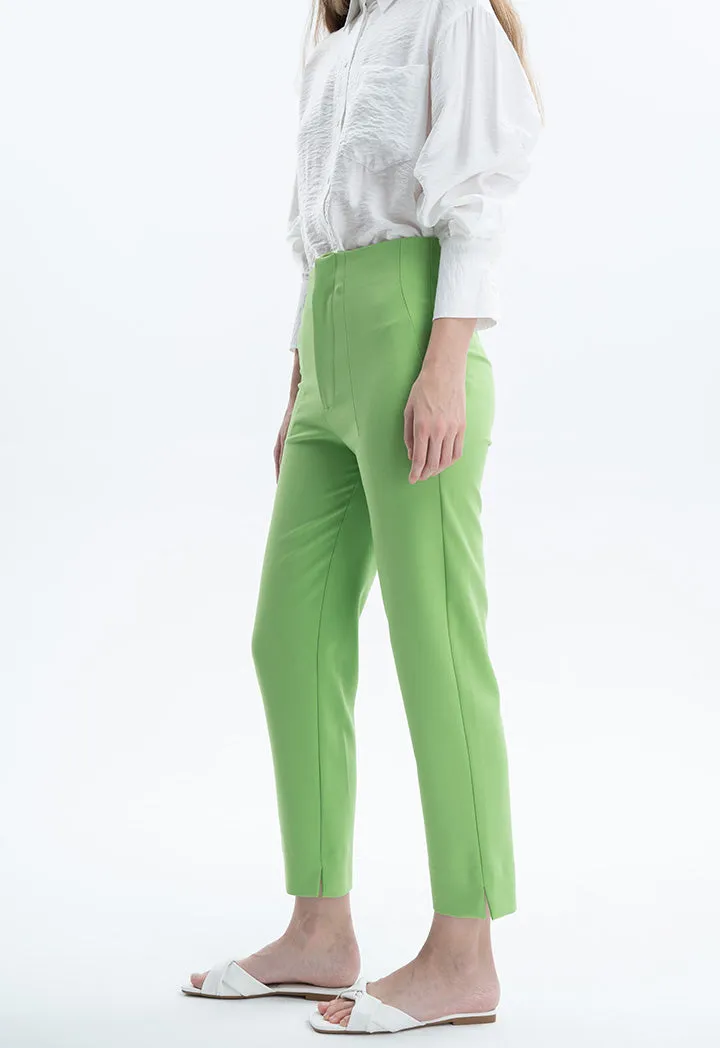 Long Solid Trouser With Faux Pocket