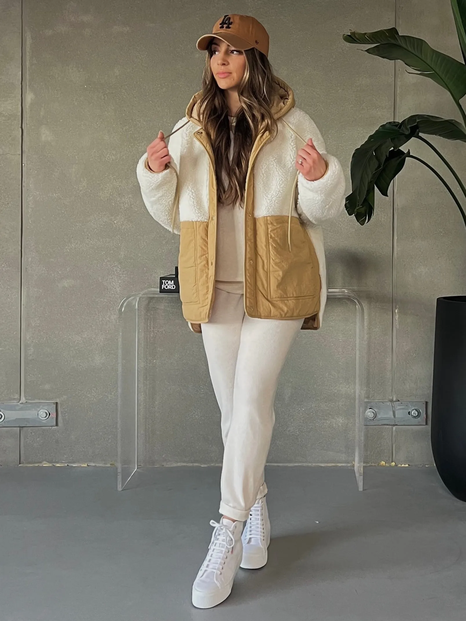 LOST IN LUNAR Halle Hooded Sherpa Jacket