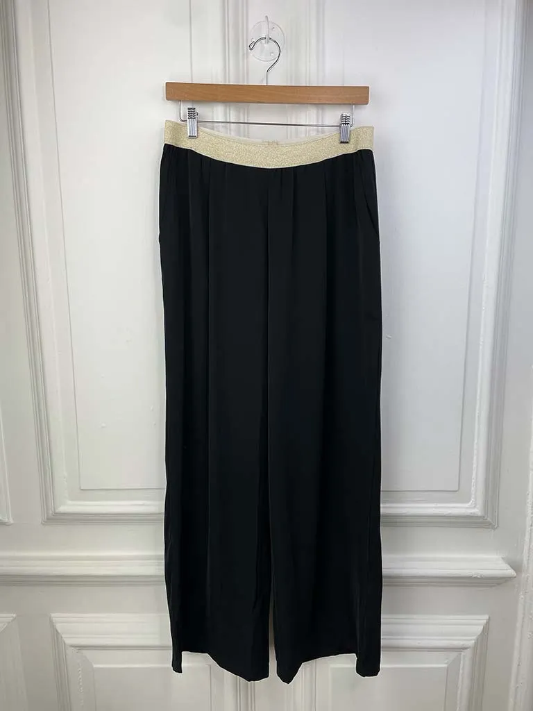 Malissa J Pleat Front Wide Leg Trousers - Black