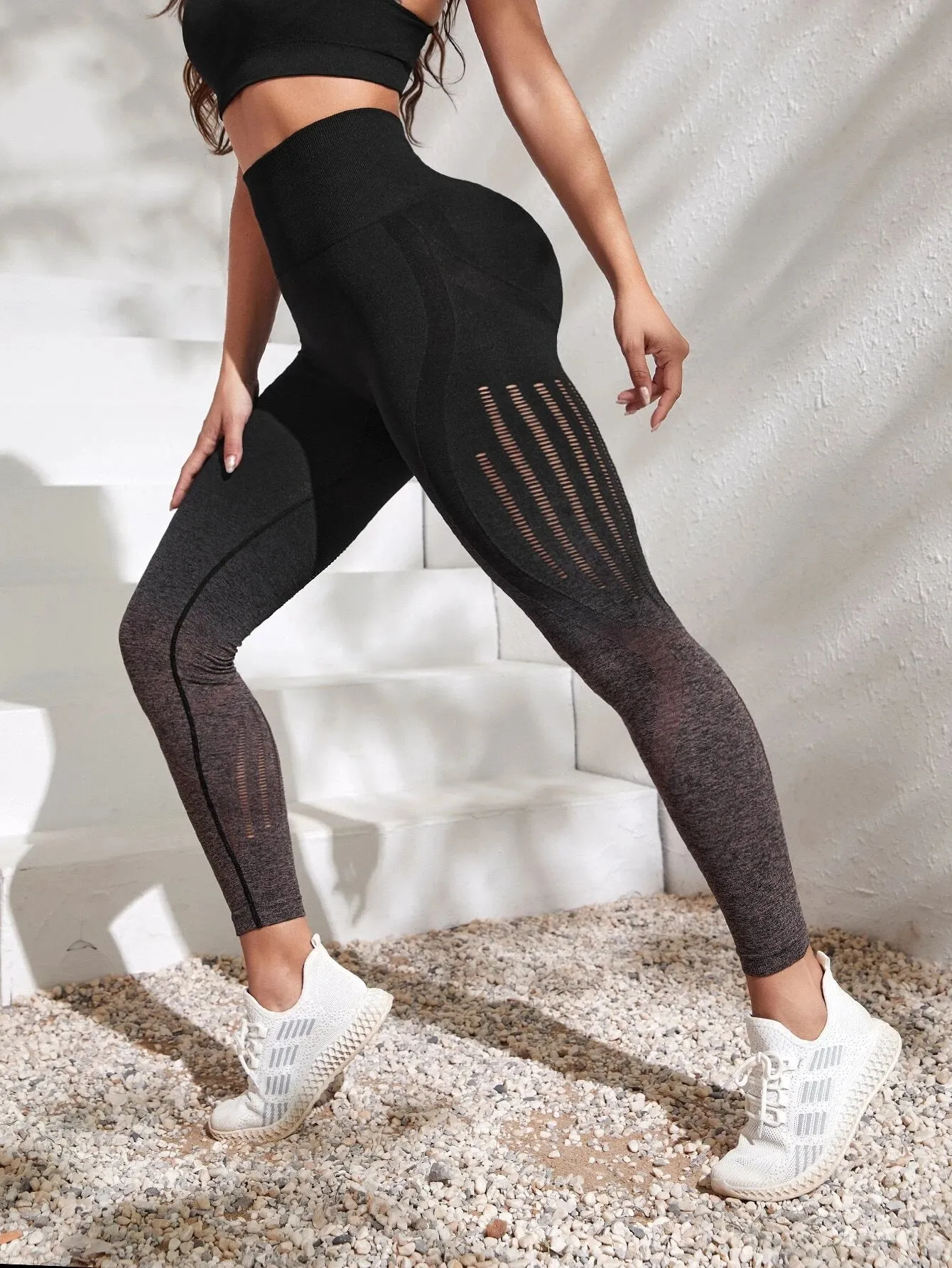 Mariam Ombre Hollow Out Leggings