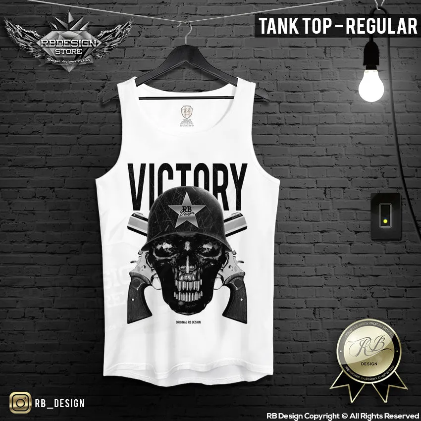 Men's Army Skull T-shirt RB Design Warrior Soldier Bullets Tank Top MD593 Black