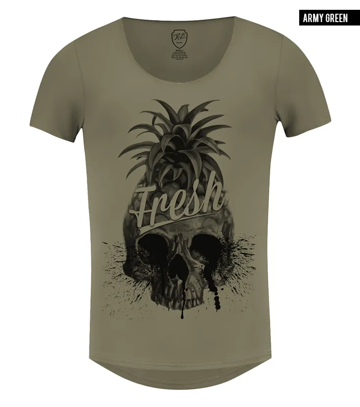 Men's Pineapple Skull T-shirt Cool Graphic Tee / color option / MD486