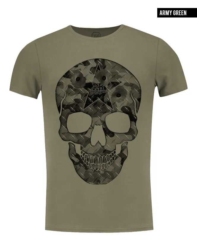 Men's T-shirt ARMY SKULL Camouflage Khaki Graphic Tee  / Color Option / MD706