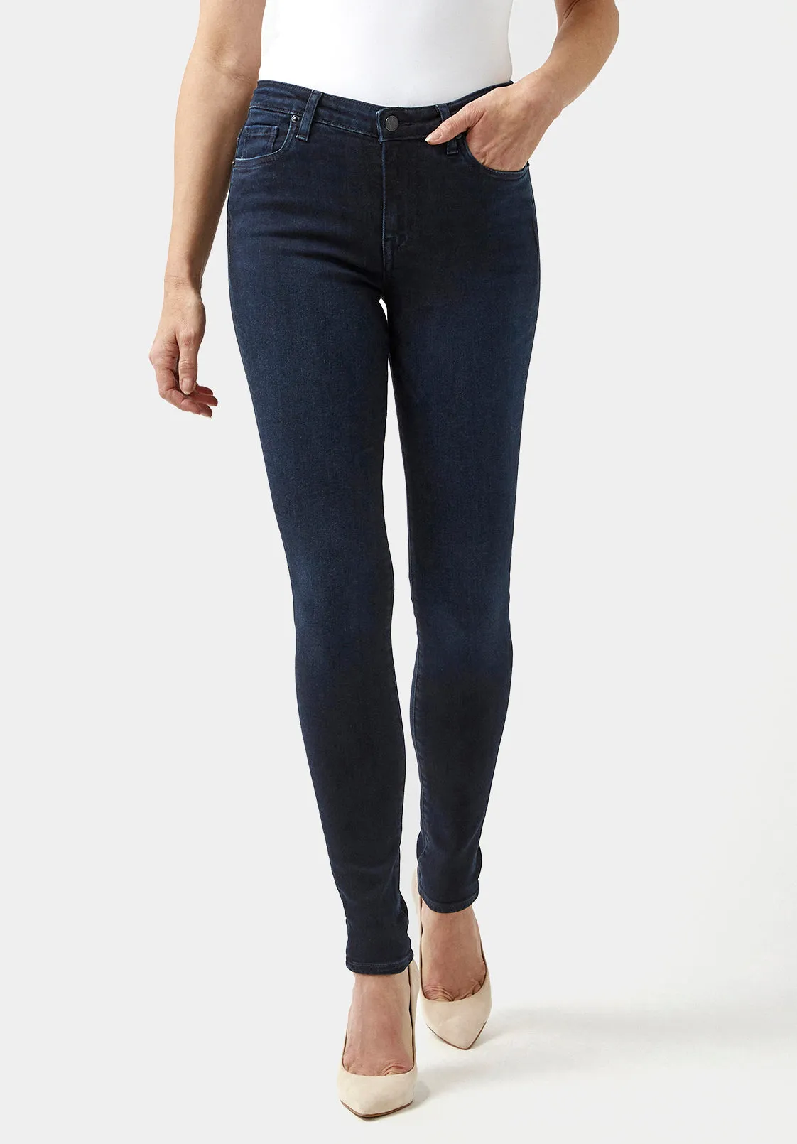 Mid Rise Skinny Alexa Women's Jeans in Rinsed Dark Blue Rinsed - BL15670