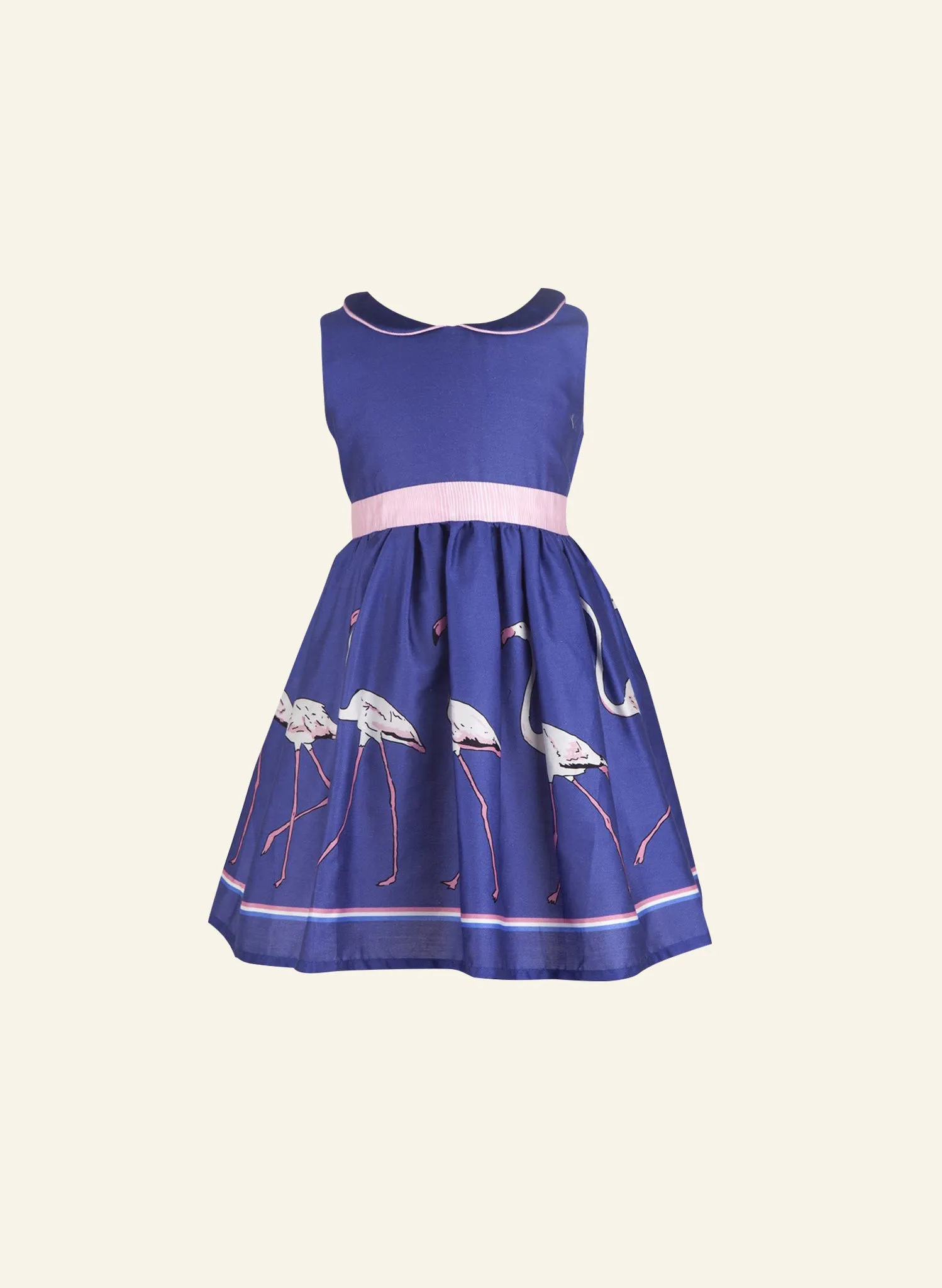 Millie Children's Dress - Blue Flamingo