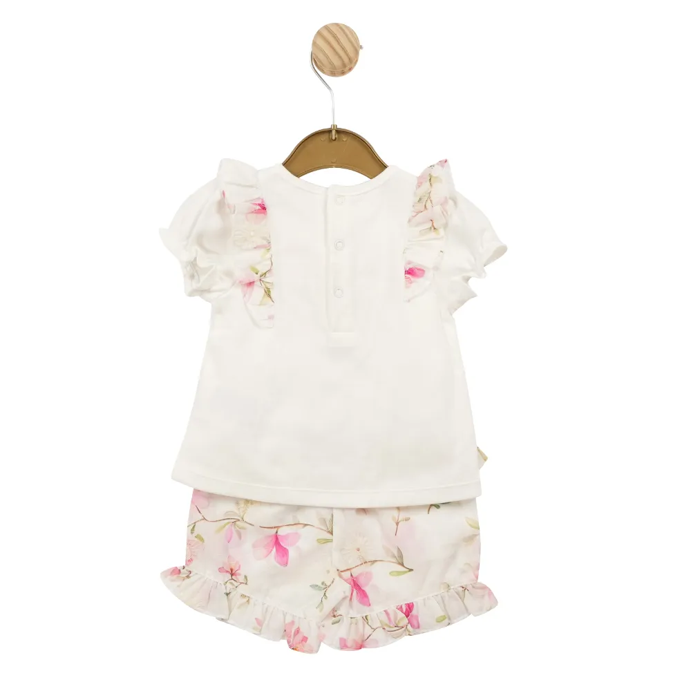 Mintini Girls Ivory Floral Shorts Set