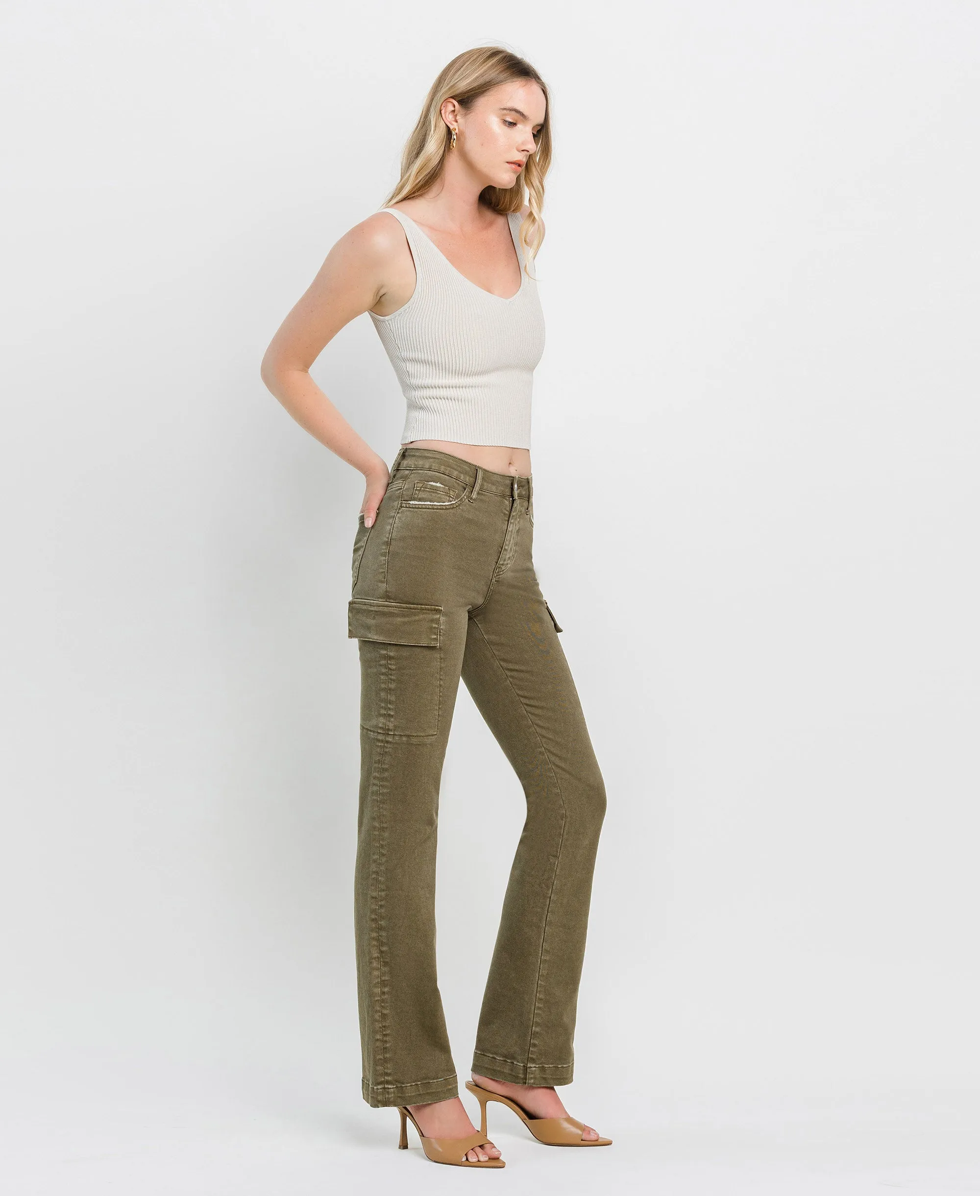 Moss - High Rise Relaxed Bootcut Cargo Jeans