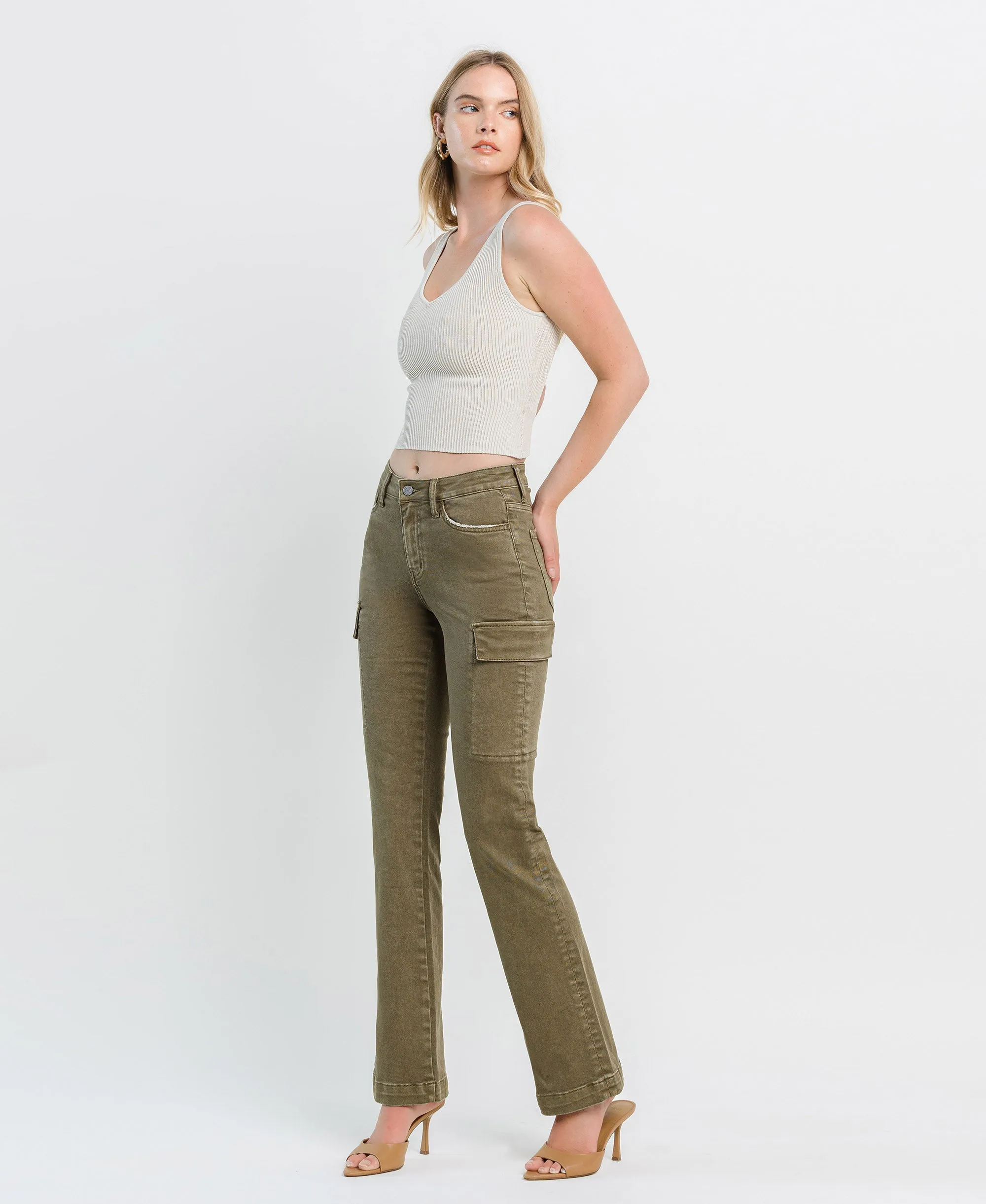 Moss - High Rise Relaxed Bootcut Cargo Jeans