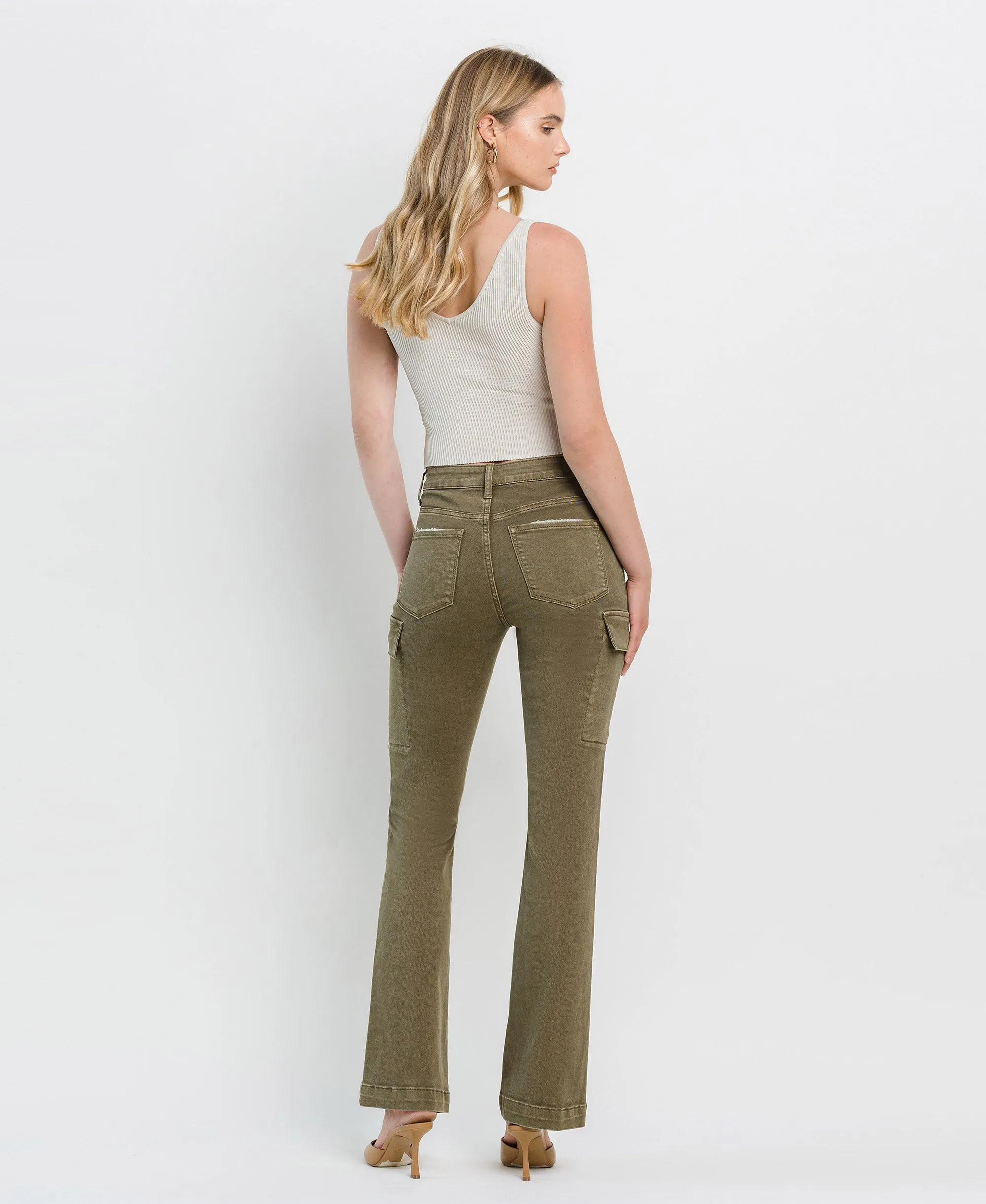 Moss - High Rise Relaxed Bootcut Cargo Jeans