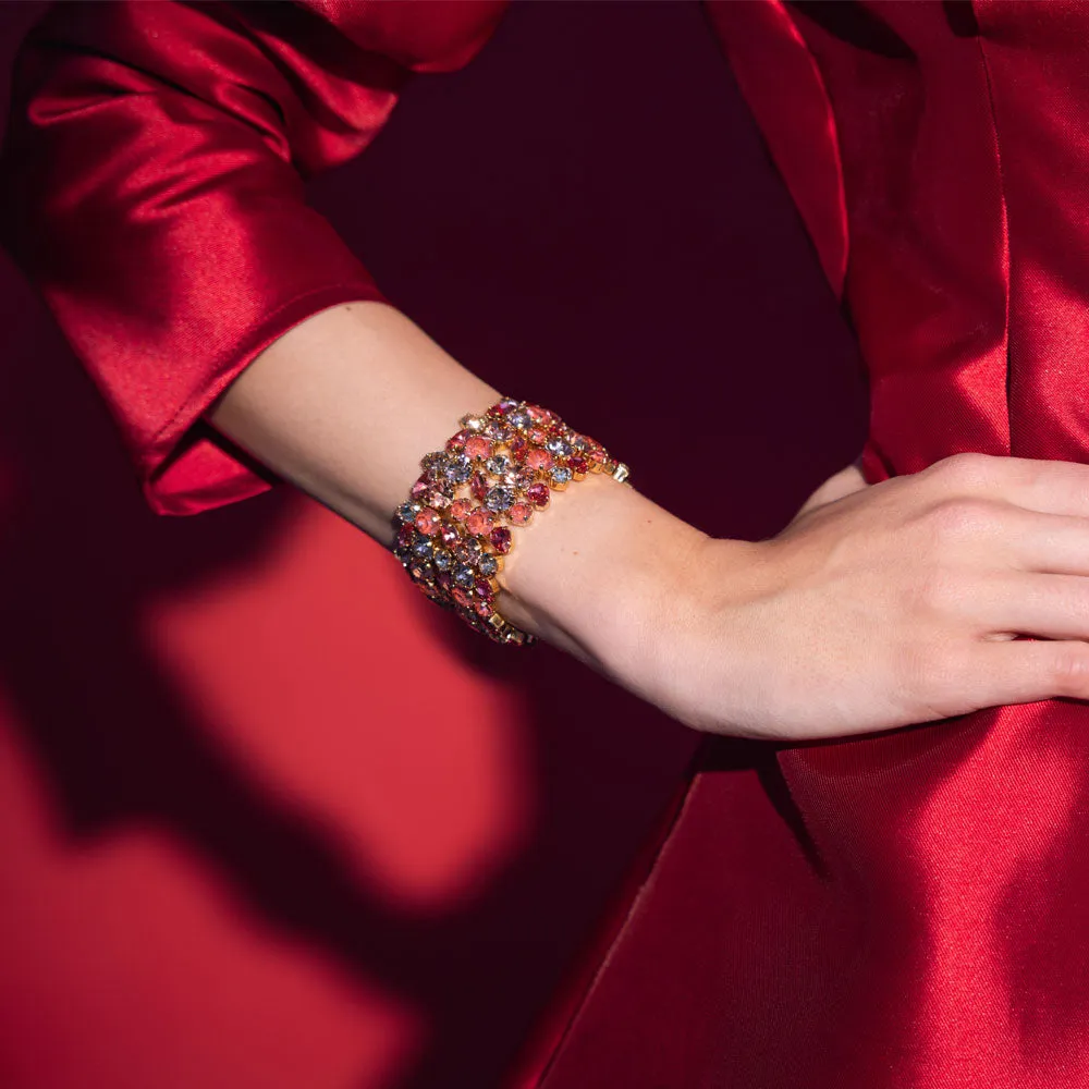 Multi Cuff Bracelet / Mulberry Red Combo