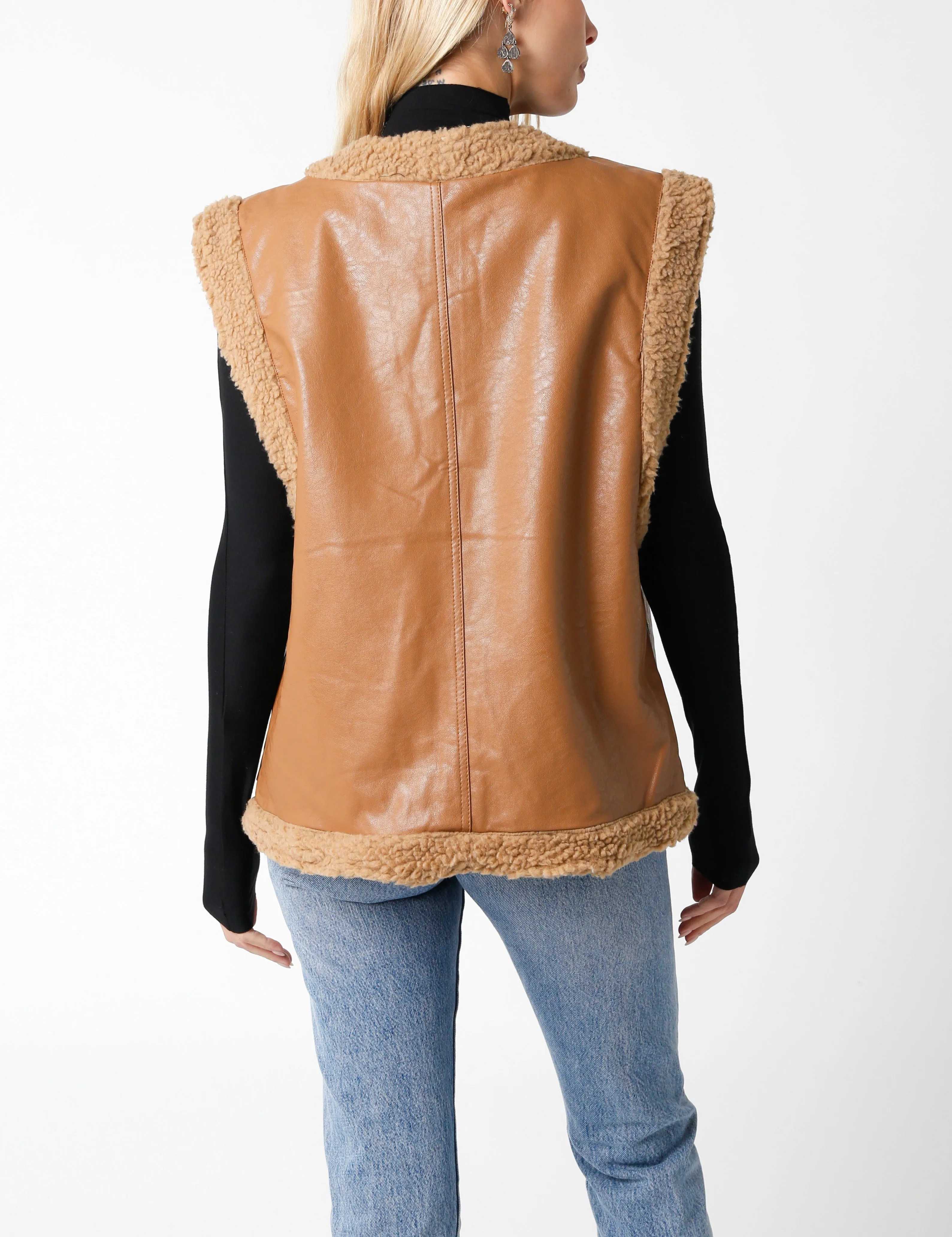 Naomi Leather Fur Lined Vest