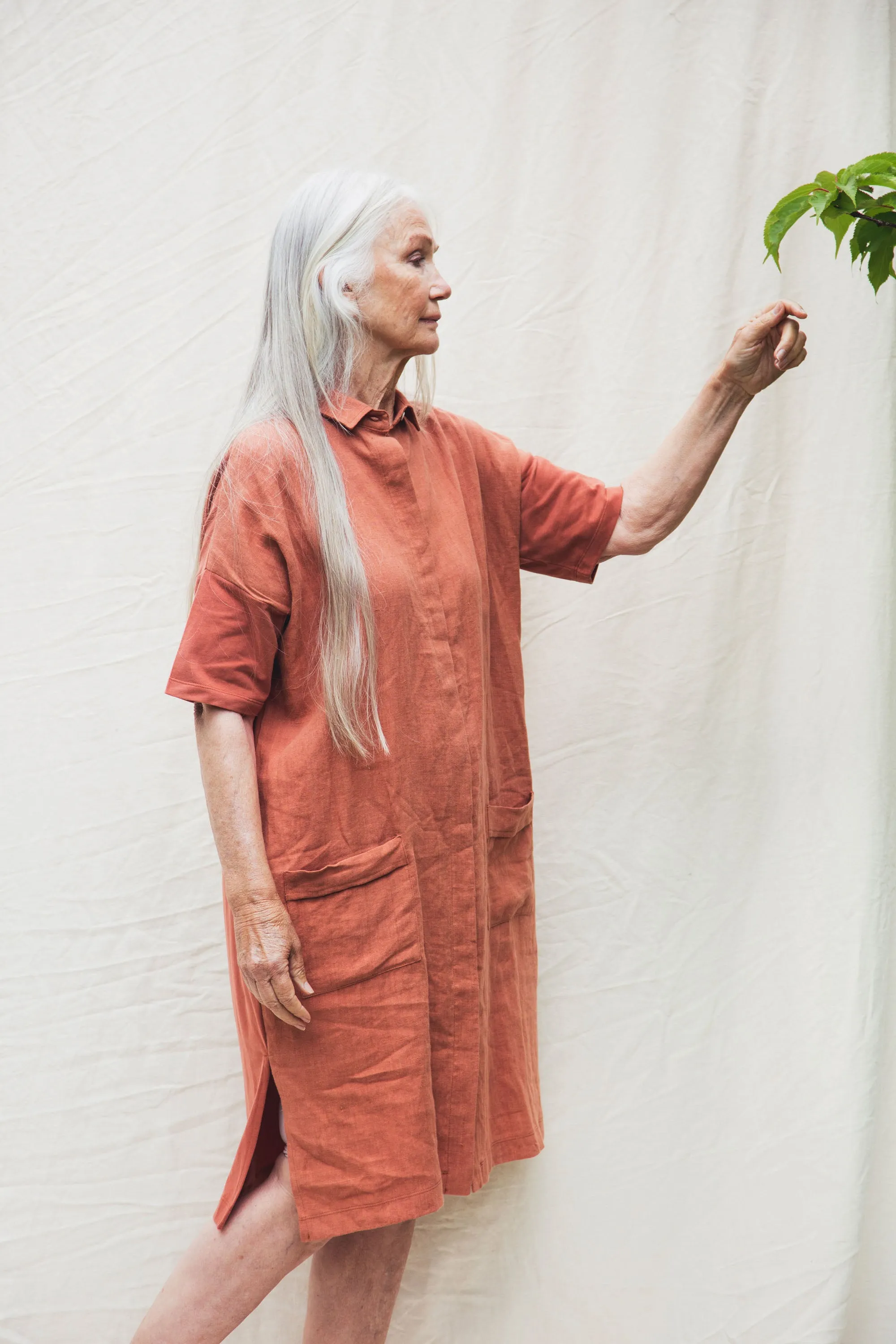 Natasha-May Organic Cotton & Linen Dress In Clay