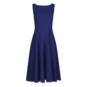 Navy Blue Audrey Hepburn Style Sleeveless 50s Swing Dress