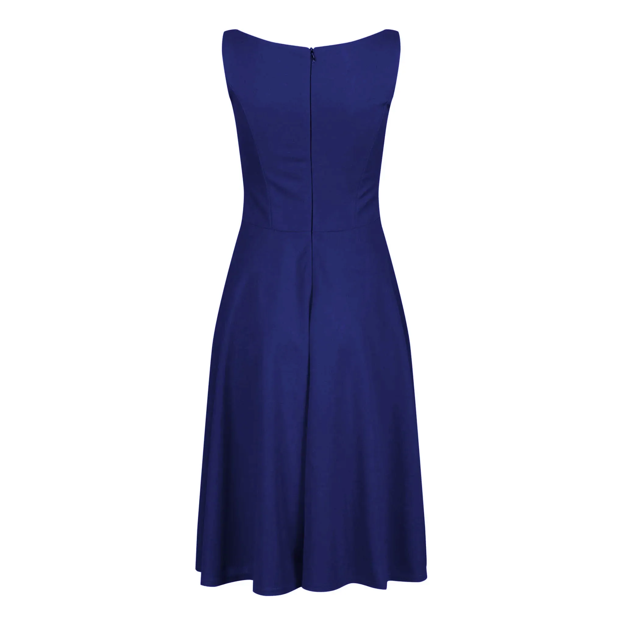 Navy Blue Audrey Hepburn Style Sleeveless 50s Swing Dress