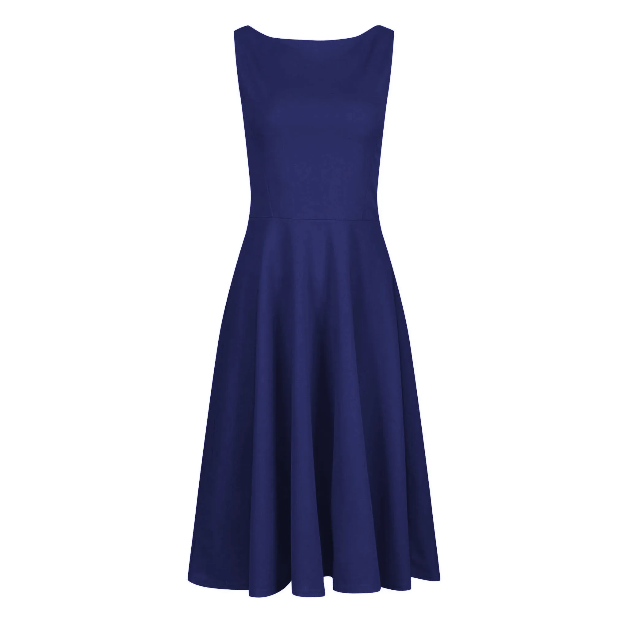 Navy Blue Audrey Hepburn Style Sleeveless 50s Swing Dress