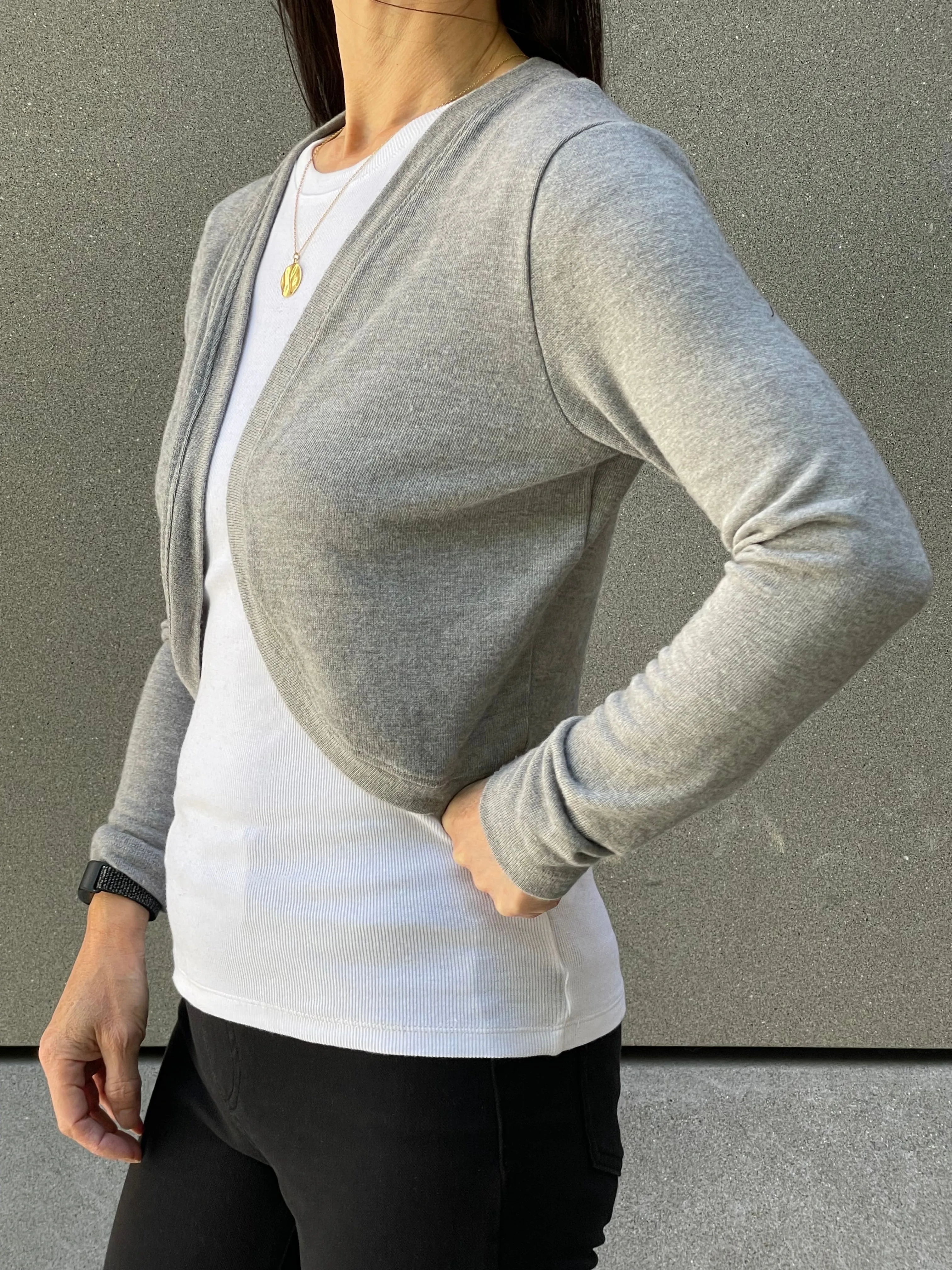 New! Bolero Sweater Long Sleeve Fitted Open Front Top