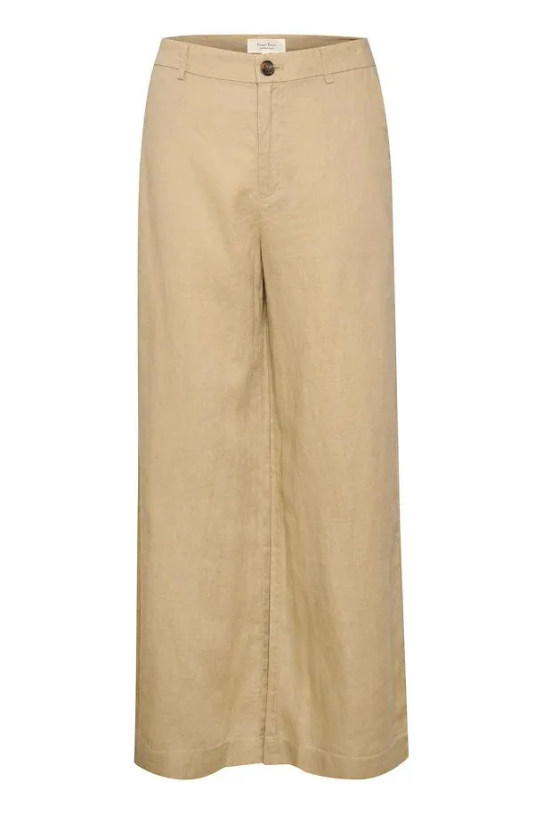 PART TWO NINNES WHITE PEPPER LINEN TROUSERS